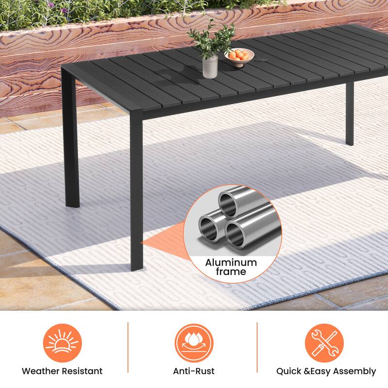 Pellebant Premium Outdoor Patio Aluminum Dining Table with Umbrella Hole