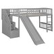 preview thumbnail 9 of 28, All-in-one Loft Bed Built-in Ladder Wood Frame Loft Bed with Slide, 2 Drawers, Storage Stairs & Underbed Activity Space for Kids