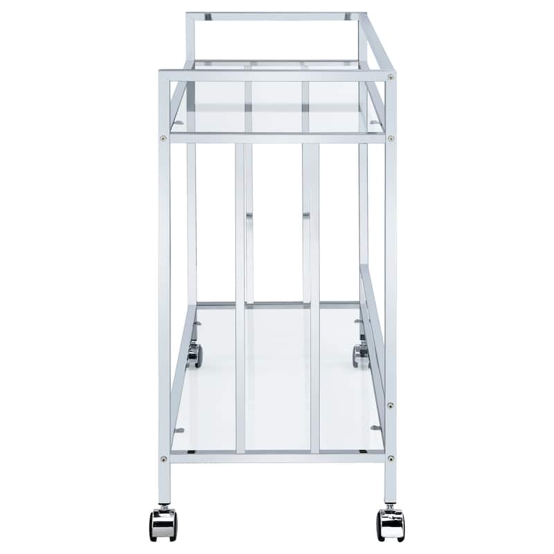 Cara 2-tier Rectangular Glass Shelf Metal Bar Cart