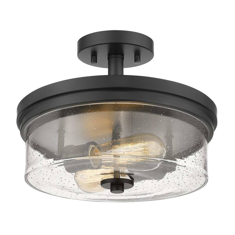 Bellevue Trigvey 2 Light 13" Wide Semi-Flush Drum Ceiling Fixture - Matte Black