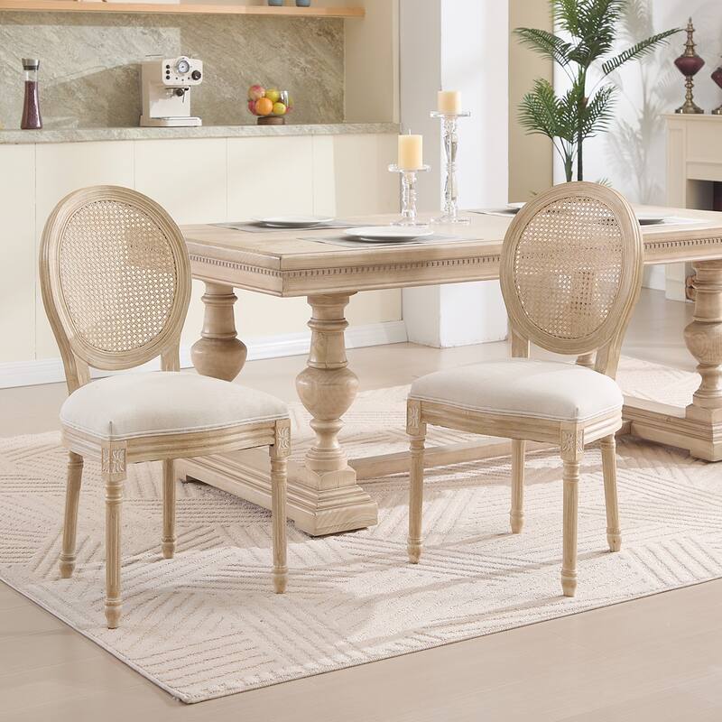 2PCS Rattan Wood Dining Chair - Natural