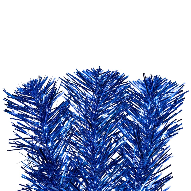 Pre-Lit Artificial Tinsel Christmas Tree - 3' - Blue - Clear Lights - 3 Foot