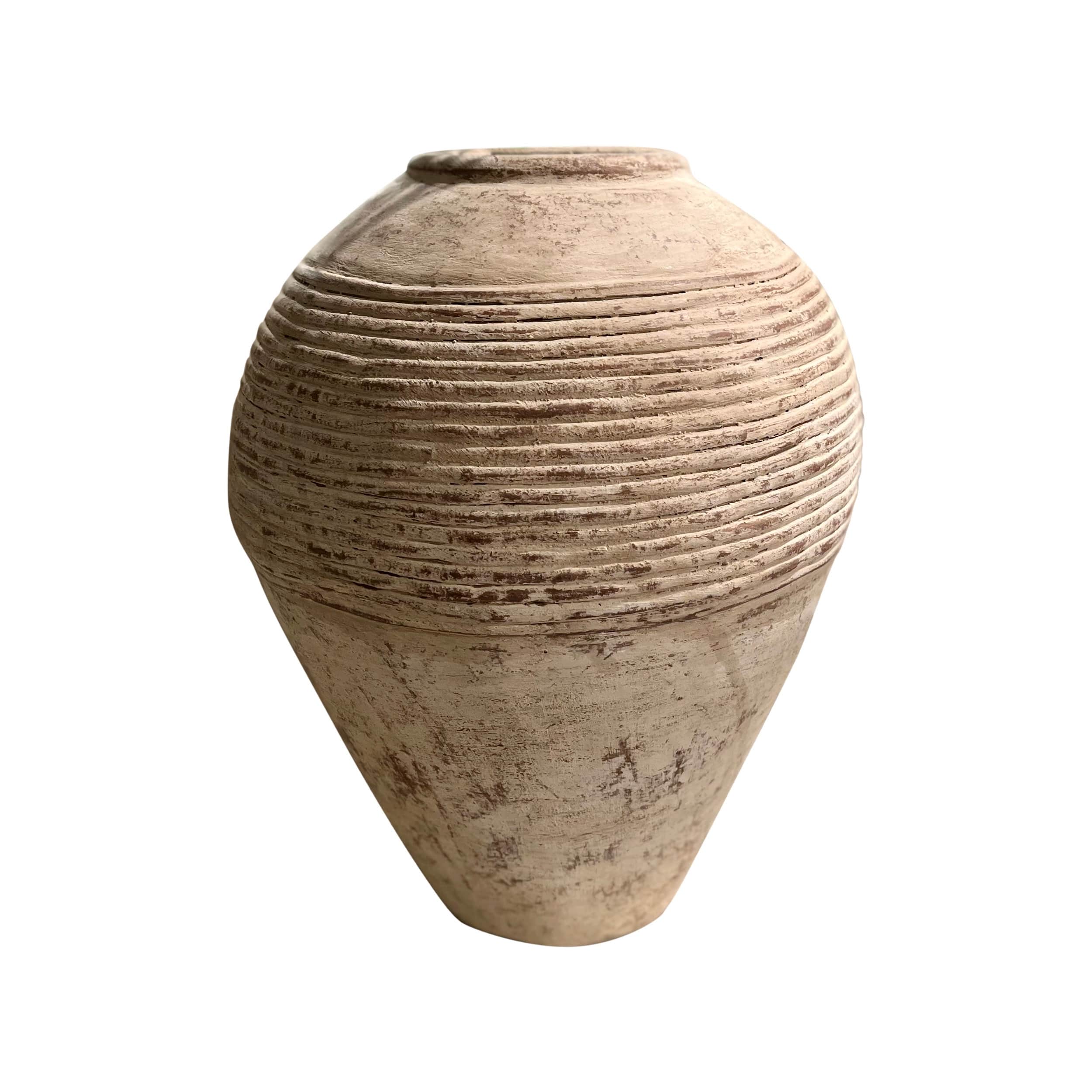 Artissance 20 in. H Off White Pottery Antique Tribe Water with Stripes ...