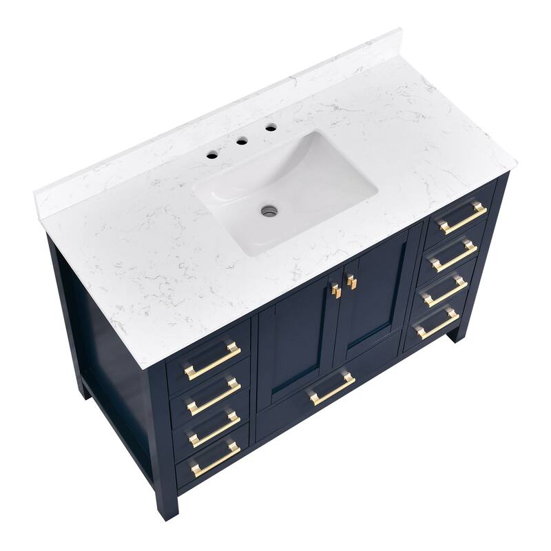 StarrySky 48 inch Undermount Single Sink Bathroom Vanity with Engineered Carrara Marble Top