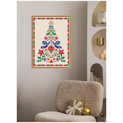Kate and Laurel Sylvie Framed Canvas Folk Art Christmas Tree by Rachel Lee