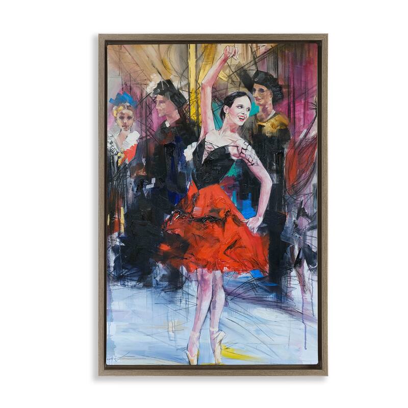 Stupell Abstract Ballerina Bold Collage Framed Floater Canvas Wall Art Design By Lucille Lee - 21 x 31 - Brown