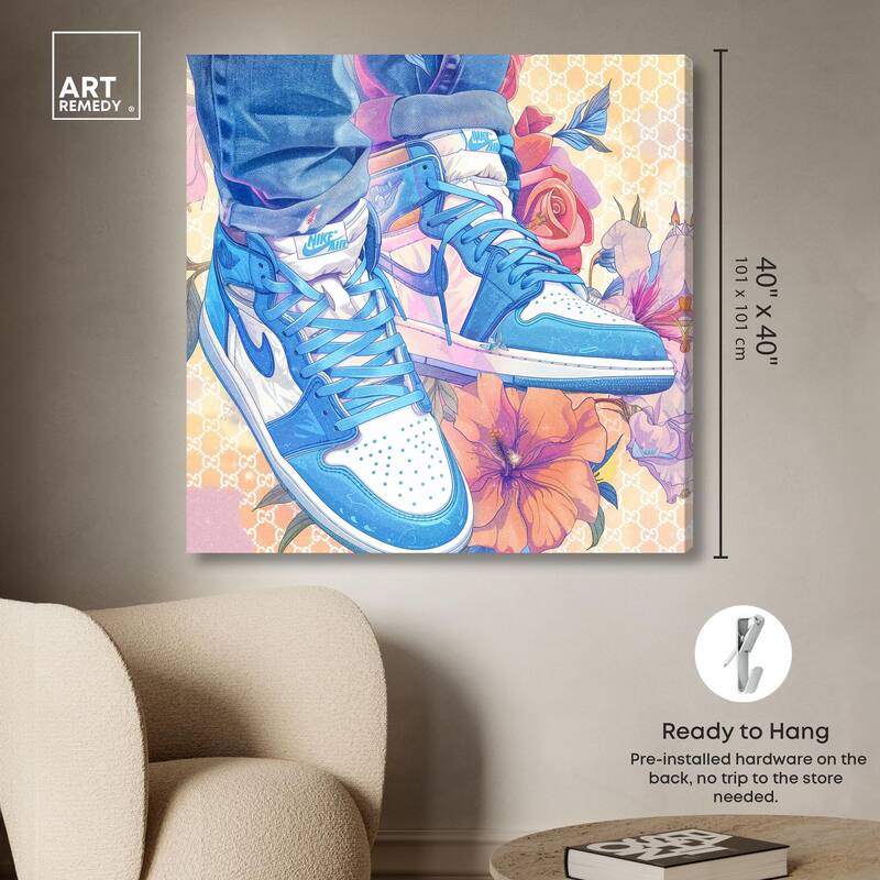 Sneakers in Bloom Canvas by Art Remedy, Gallery Wrapped