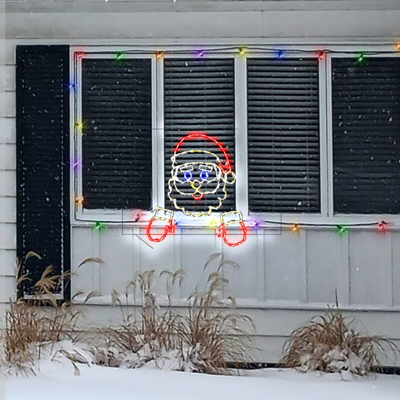 LED Lighted Peek a Boo Jolly Saint Nick Outdoor Christmas Decoration - 32.25" - Multi