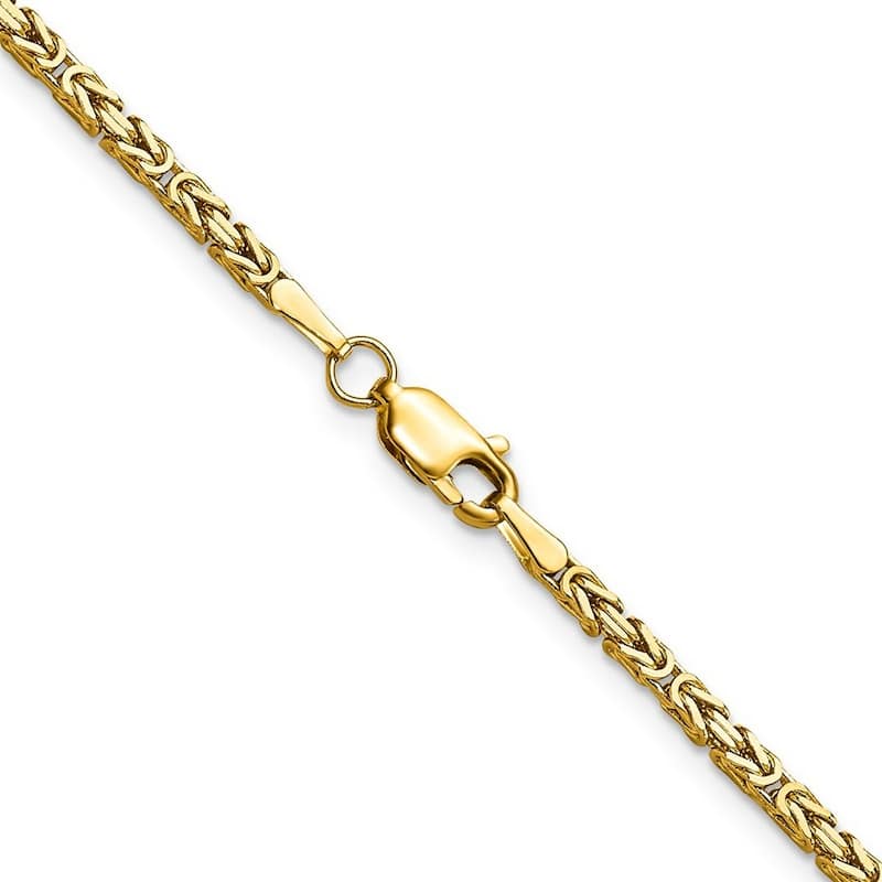 Curata 10k Yellow Gold 2mm Byzantine Chain Bracelet Options: 7" 8"