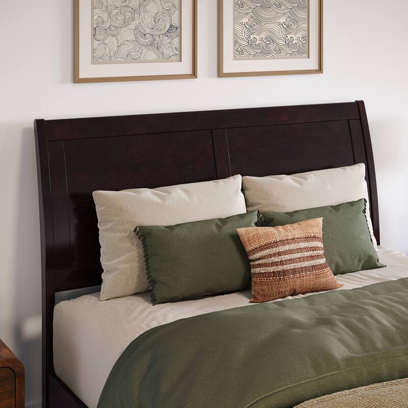 Valencia Solid Wood Low Profile Sleigh Platform Bed