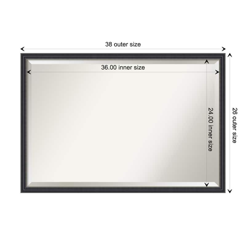 Stylish Black Beveled Wood Framed Wall Mirror - Stylish Black - Glass Size 36x24