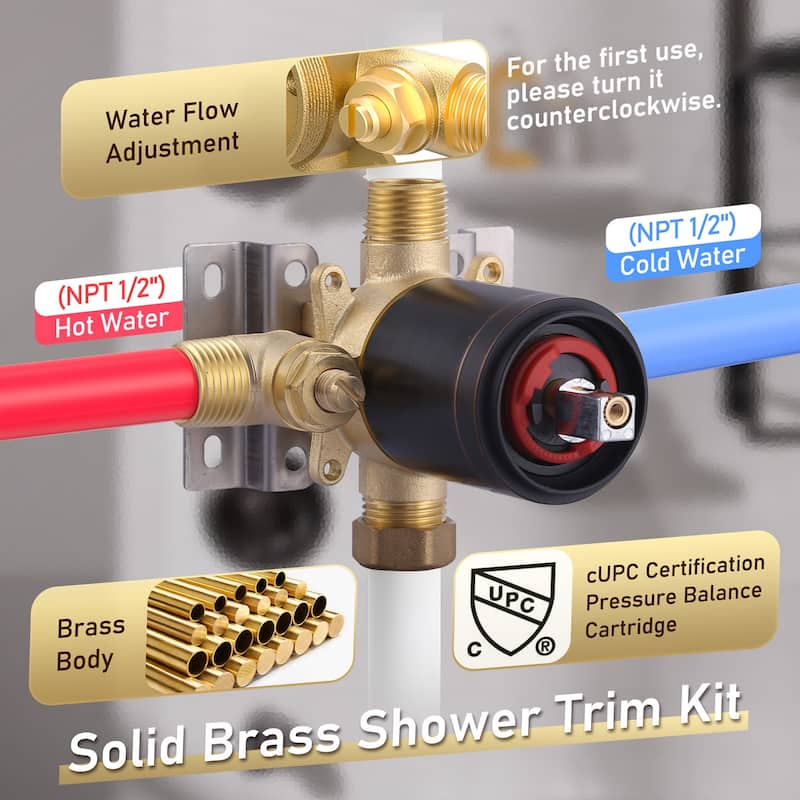 WOWOW Single Handle 5-Spray Shower Faucet with Valve