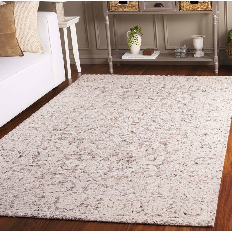 SAFAVIEH Handmade Ebony Kostoula Wool Rug - Ivory/Brown - 5' x 8'