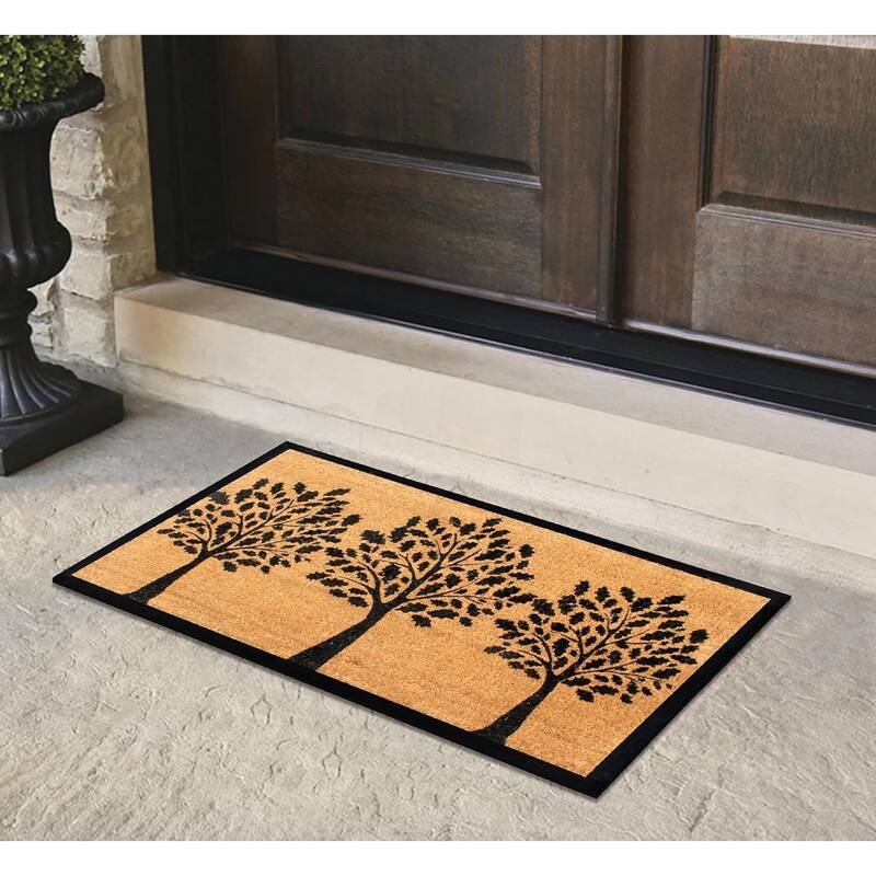 A1HC Designer Hand Crafted Rubber Coir Molded Double Single Door Mat 24x48 Inch