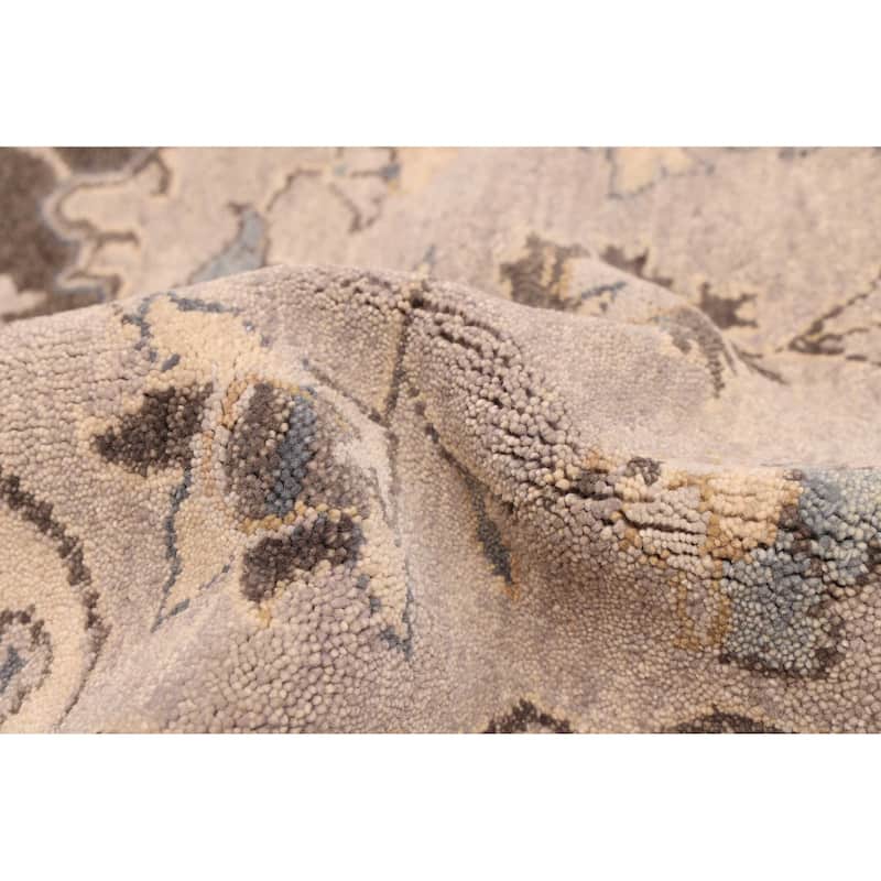 ECARPETGALLERY Hand-knotted Finest Agra Jaipur Grey Wool Rug - 7'11 x 9'8