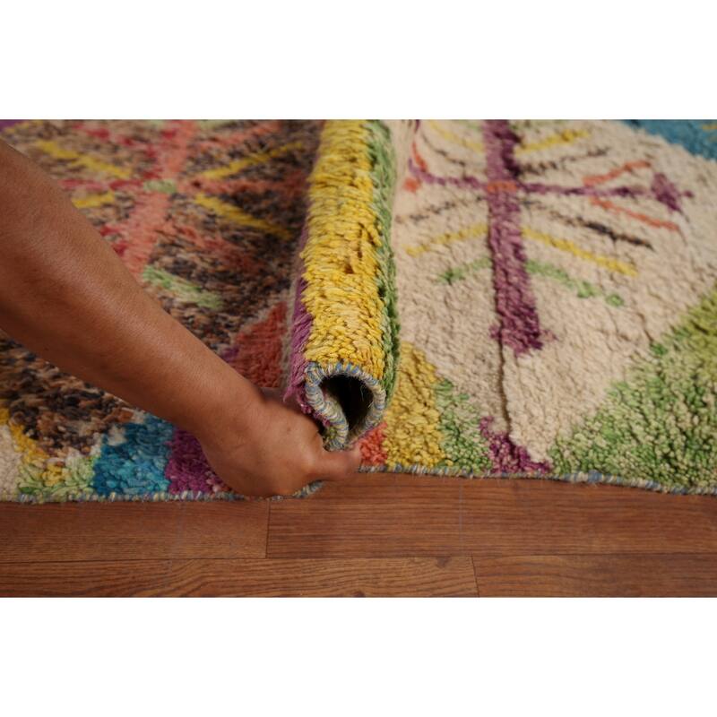 Colorful Trellis Plush Moroccan Style Rug Hand-Knotted Wool Carpet - 8'10" x 12'5"