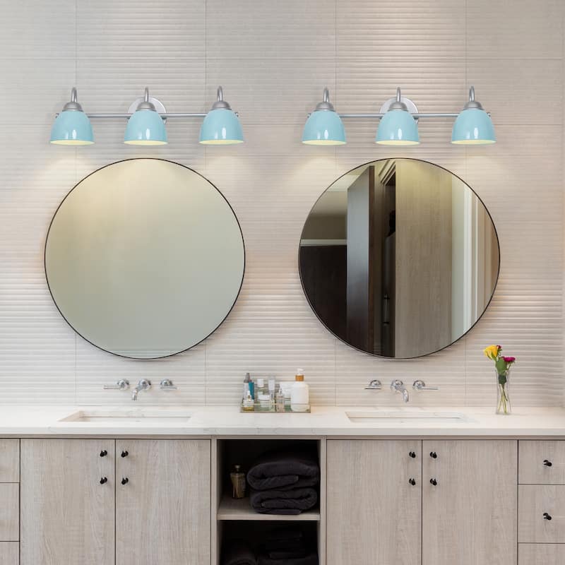 Modern Coastal 3-light LED Bathroom Bell Vanity Light Farmhouse Metal Shade Wall Sconces - L21.5"x W7"x H 6.5"