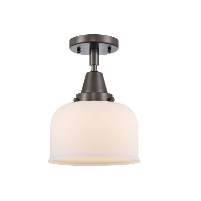 Innovations Lighting Caden Bell - 1 Light 8" Flush Mount - Oil Rubbed Bronze/Matte White