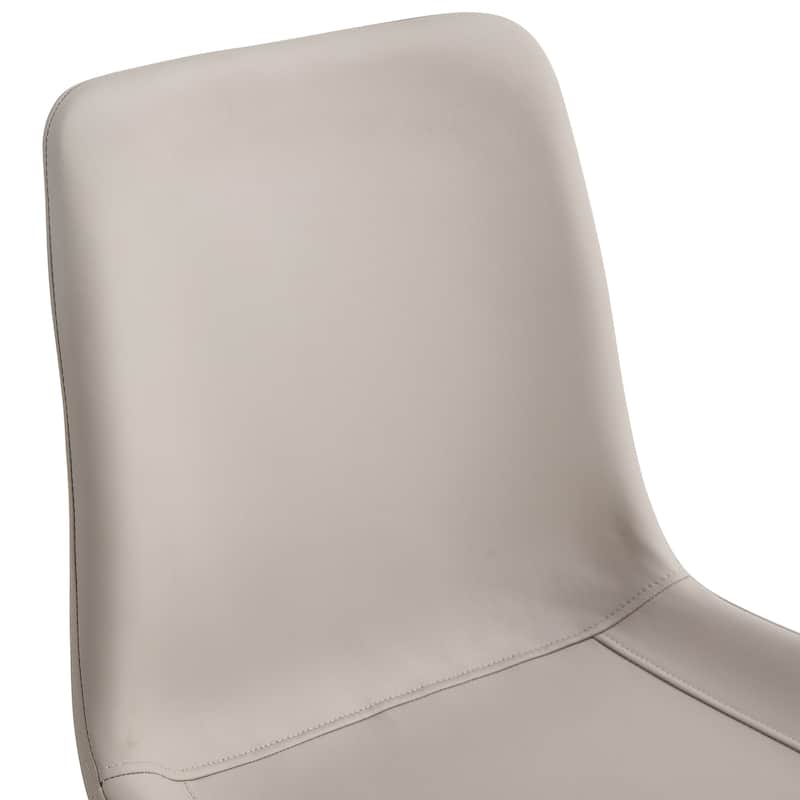 Simple Faux Leather Dining Chair with Curved Widened Cushion and Black Metal Legs(set of 4)