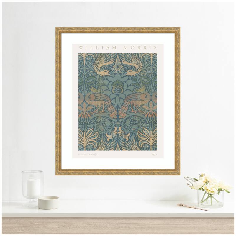 Kate and Laurel Framed Art Poster William Morris Peacock and Dragon 1878 by The Art Institute of Chicago
