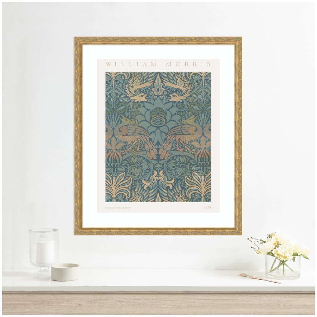 Kate and Laurel Framed Art Poster William Morris Peacock and Dragon 1878 by The Art Institute of Chicago