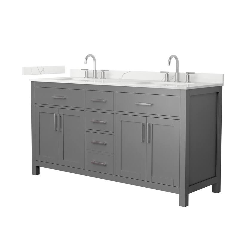 Wyndham Collection WCG2424-66D-QTZ-US3MXX Beckett 66" Free Standing - Dark Gray / Giotto Quartz Top / Brushed Nickel