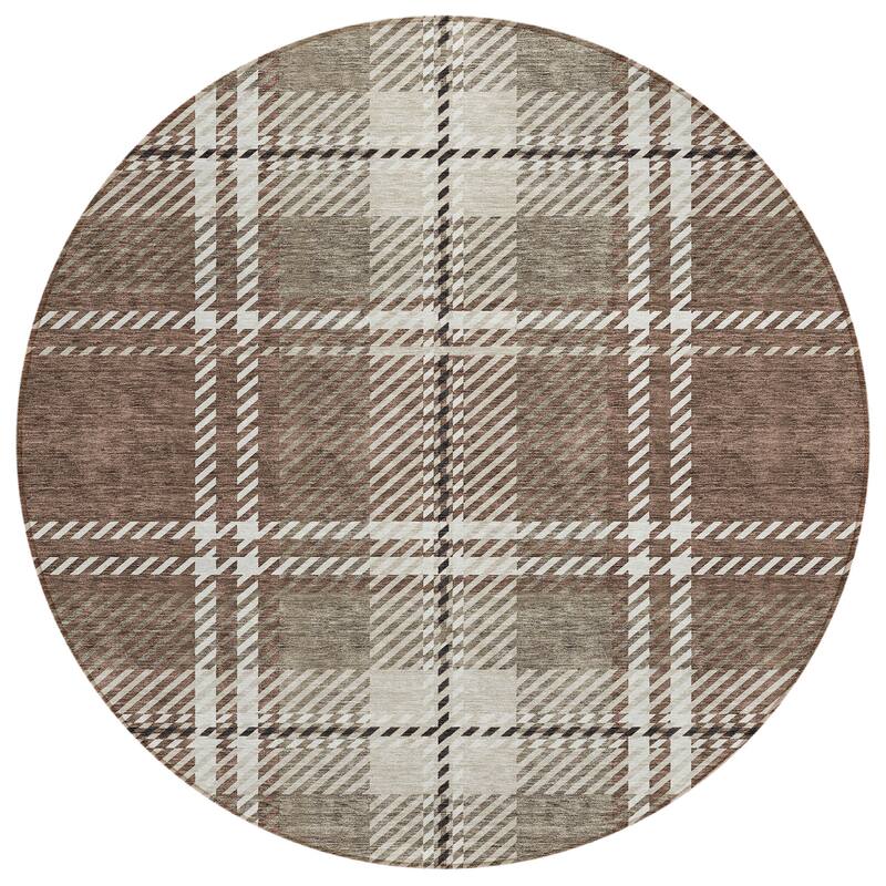 Machine Washable Indoor/ Outdoor Chantille Plaid Cozy Rug