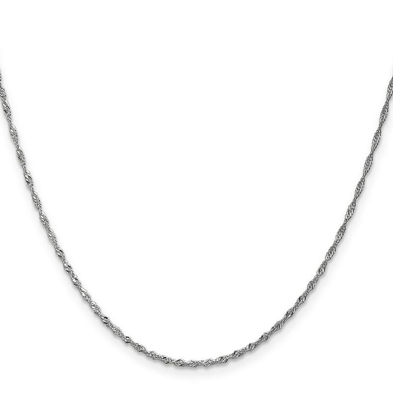 Curata Women's 14k White Gold 1.4mm Solid Singapore Chain Anklet - 9 Inch - Spring Ring