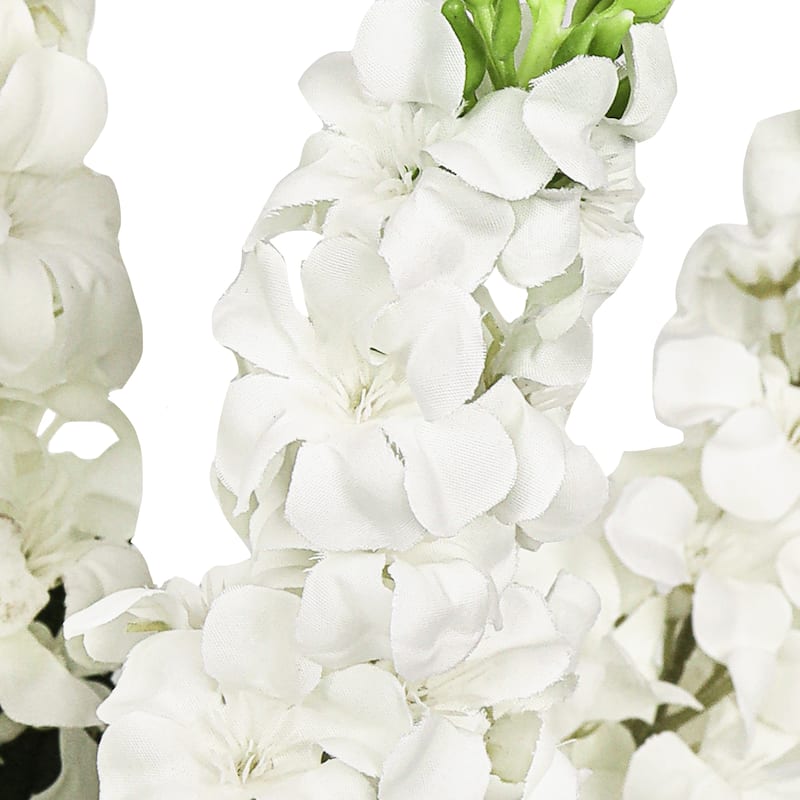 Set of 2 White Artificial Larkspur Flower Stem Bush Bouquet 23in - 23" L x 8" W x 8" DP