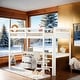 preview thumbnail 13 of 22, Twin Loft Wood Bed with Under-bed, Built-in Desk, Grey