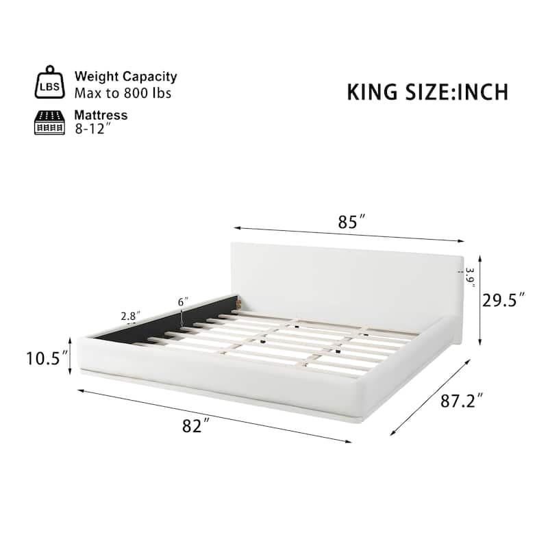 Queen/King Size Upholstered Bed Frame - Soft Fabric Platform Bed, Noise Free & No Box Spring Needed