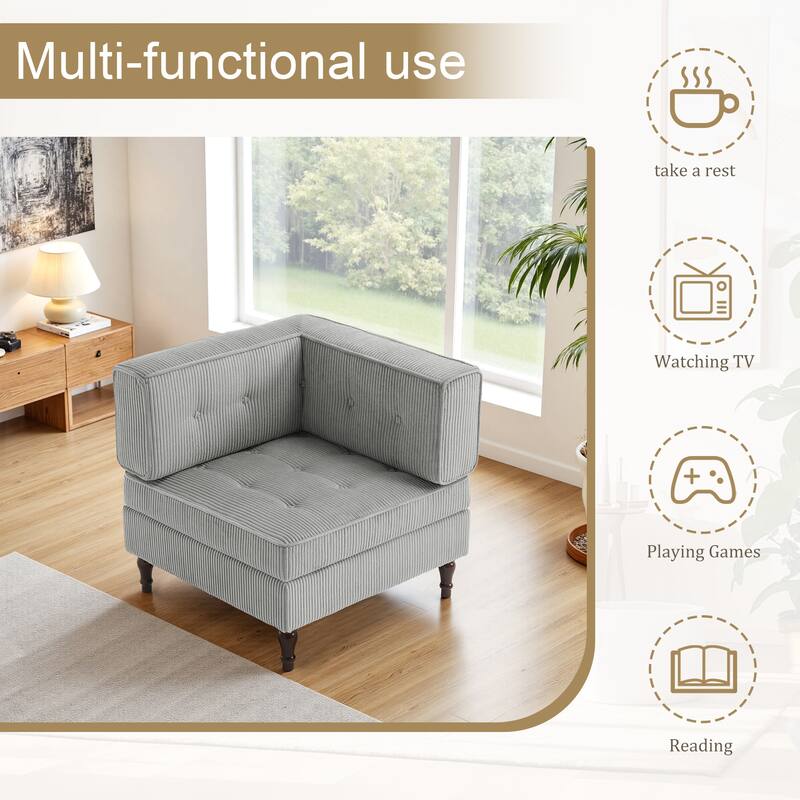 Modern Corduroy Corner Armchair Armless Chair sofa
