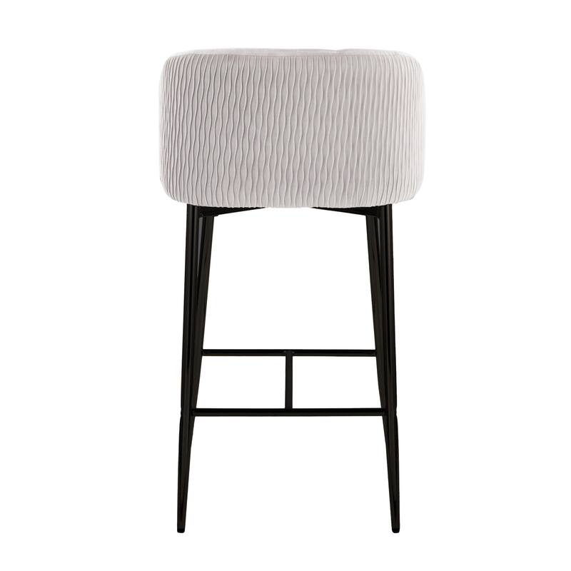 Lumisource Waves Counter Stool in Chrome and Silver Velvet - Set of 2 - 21"Lx19.75"Wx36"H
