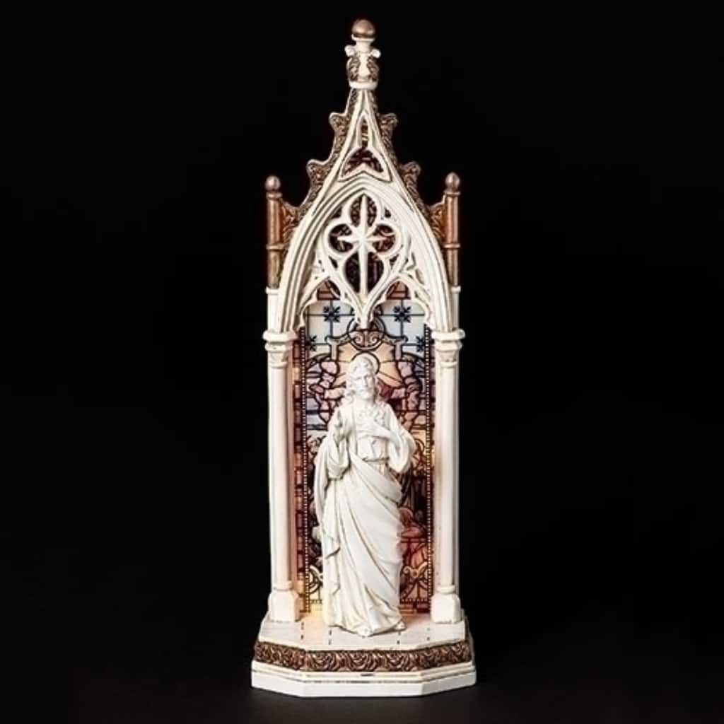 LED Lighted Sacred Heart Jesus Statue - 11.75" - Set of 2