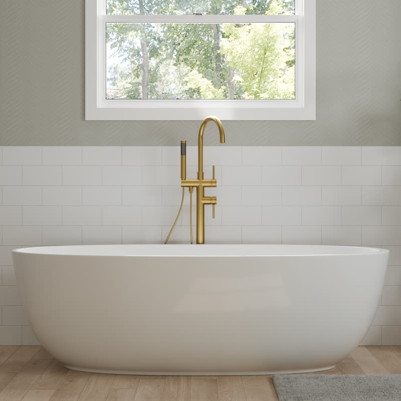 GRANDJOY 1-Handle Freestanding Tub Faucet with Integrated Hand Shower