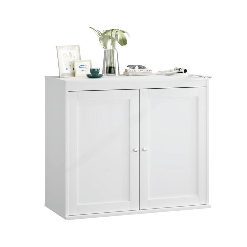Kitchen Storage Cabinet with Double Doors - Coffee Bar Sideboard with Adjustable Shelves