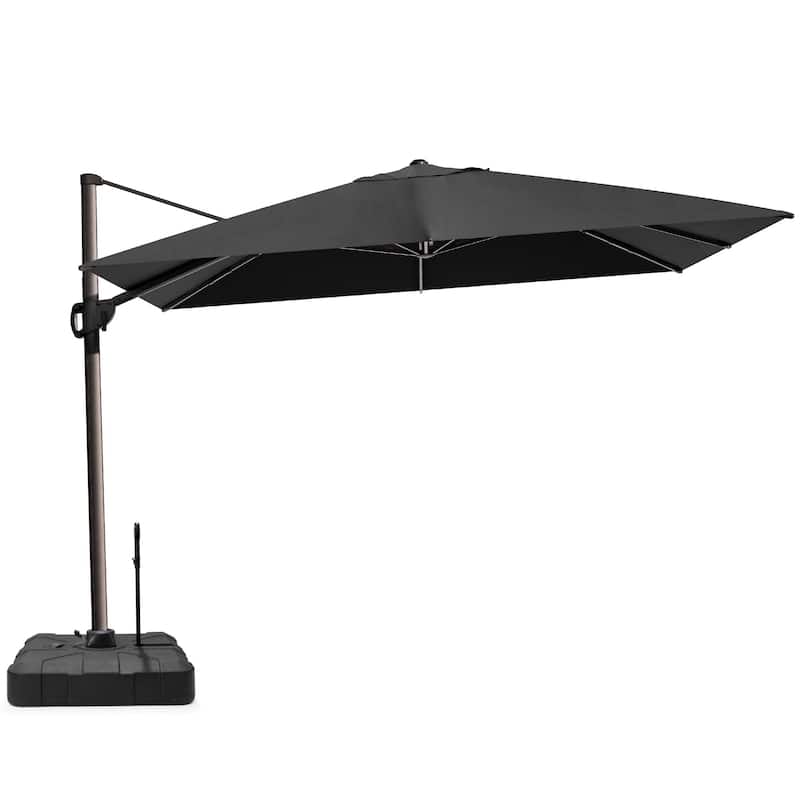 9 x 12 ft Outdoor Luxury Patio Cantilever Offset Umbrella with Base Stand