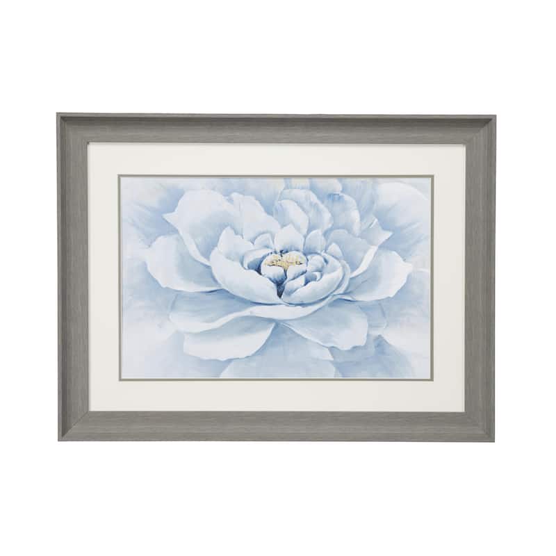Polystone Floral Wall Decor with Gray Frame - Blue - Roche River Decor