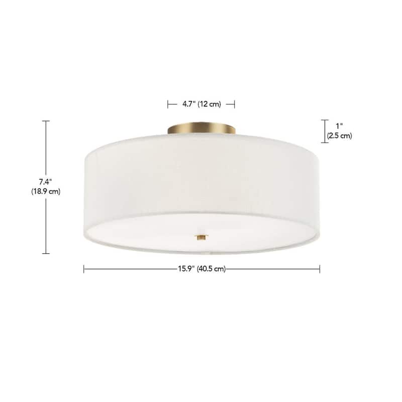 Globe Electric Kyle 2 Light 16" Wide Semi-Flush Drum Ceiling Fixture
