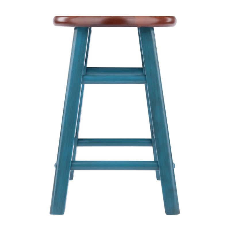 Element 2-Pc Square Legs Dining Stool Set, Walnut-Rustic Teal Finish - N/A