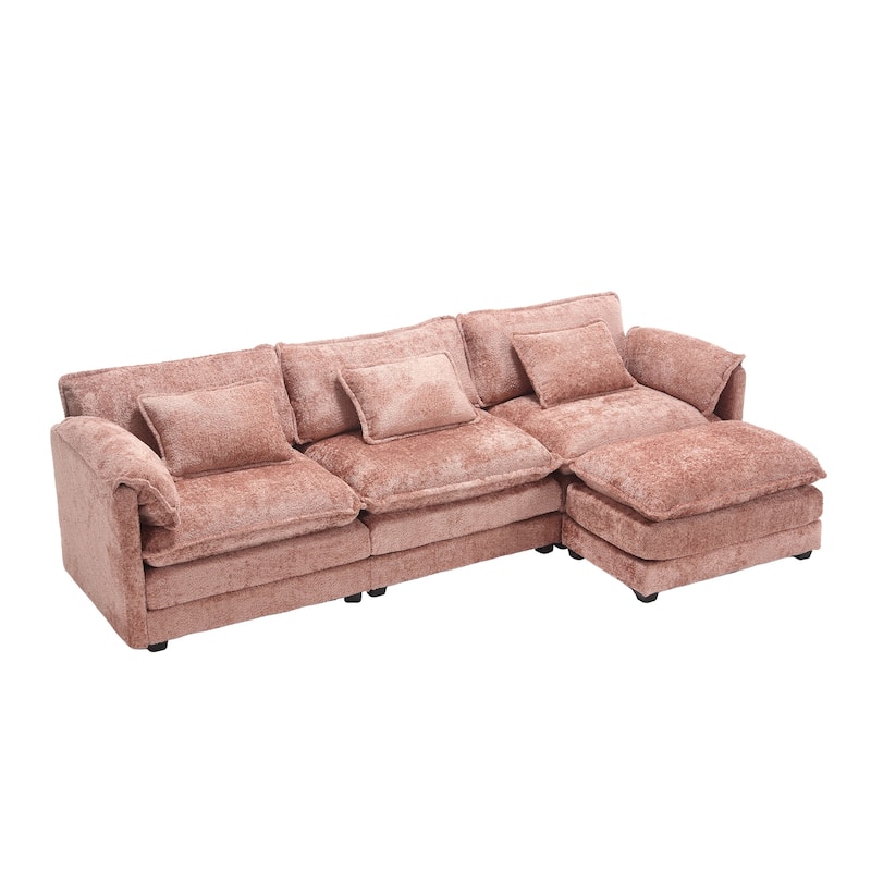 Chenille Fabric L-Shape Comfy Oversized three-seat Modular Sectional Sofa