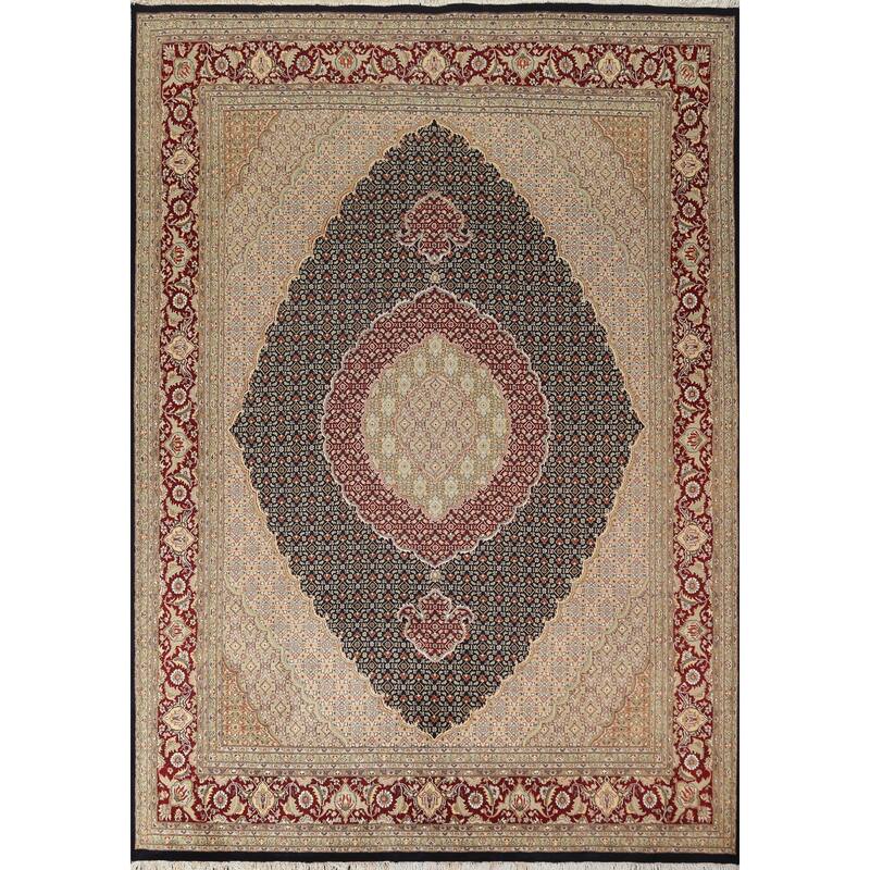 Wool/ Silk Tabriz Mahi Persian Vegetable Dye Area Rug Hand-knotted - 8'1" x 10'5"