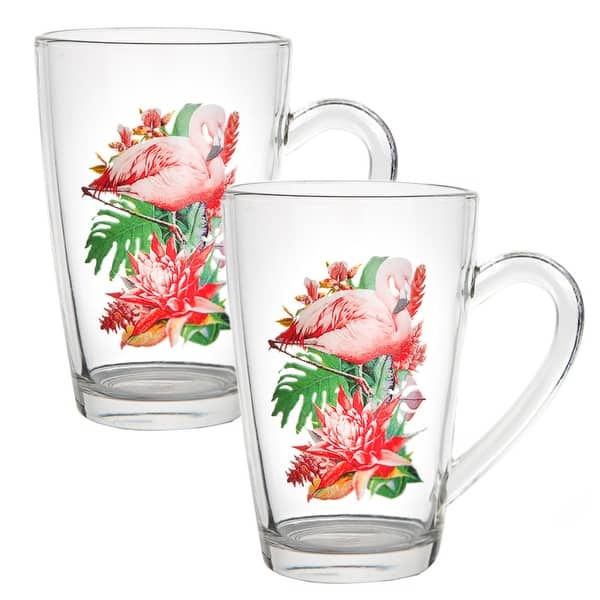 slide 2 of 4, STP Goods Flamingo Glass Tea Coffee Mug Set of 2