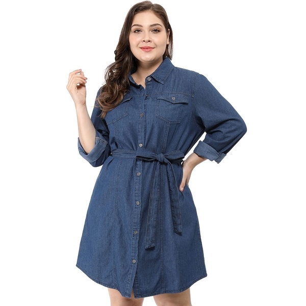plus size belted shirt dress