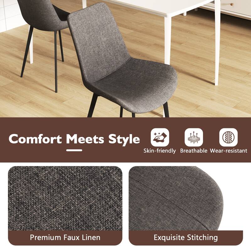 Gymax Dining Chair Set of 4 w/ Metal Legs Padded Seats & Backs for