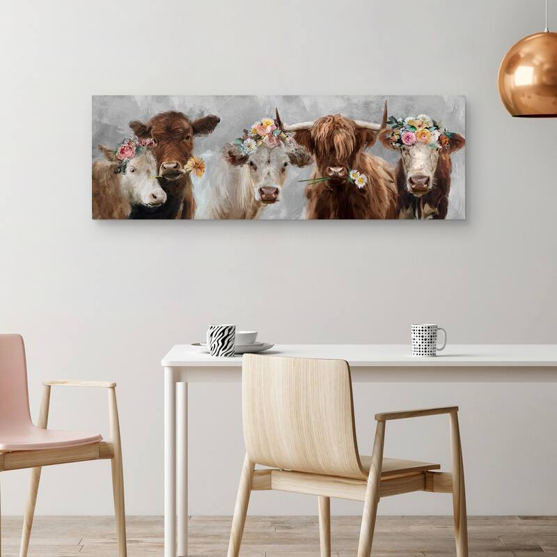 Moo Review by Studio Arts Canvas Art Print - Brown