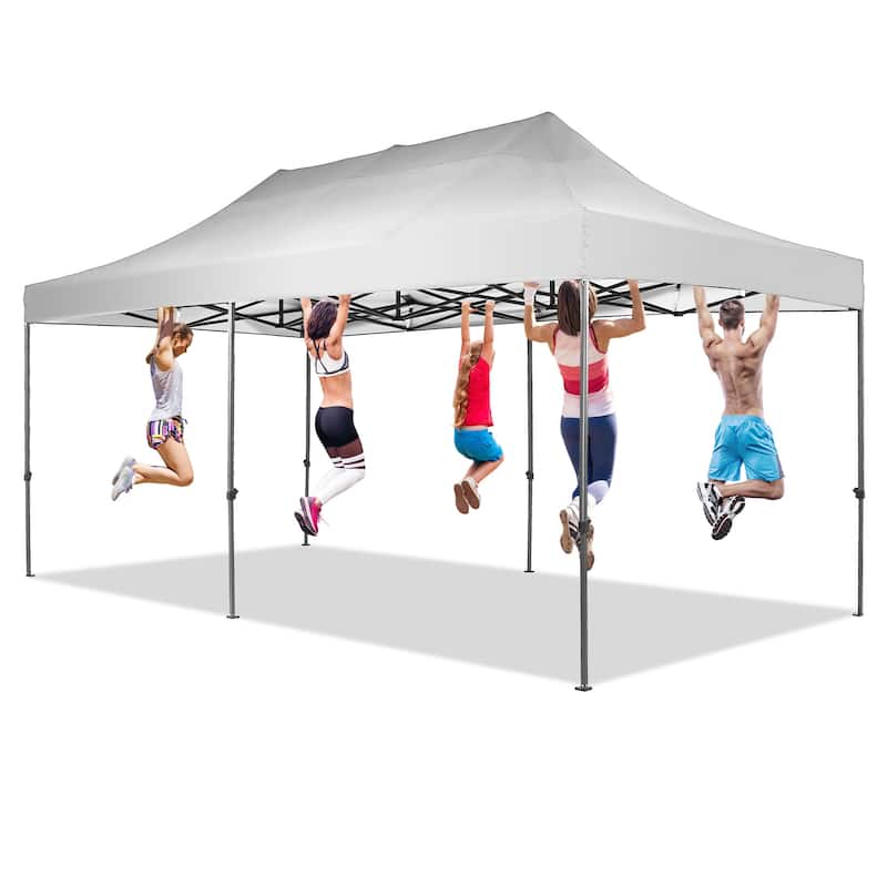 Ainfox 10x20Ft Pop up Canopy Tent Party Heavy Duty Instant Gazebo with 4 Removable Sidewalls - White