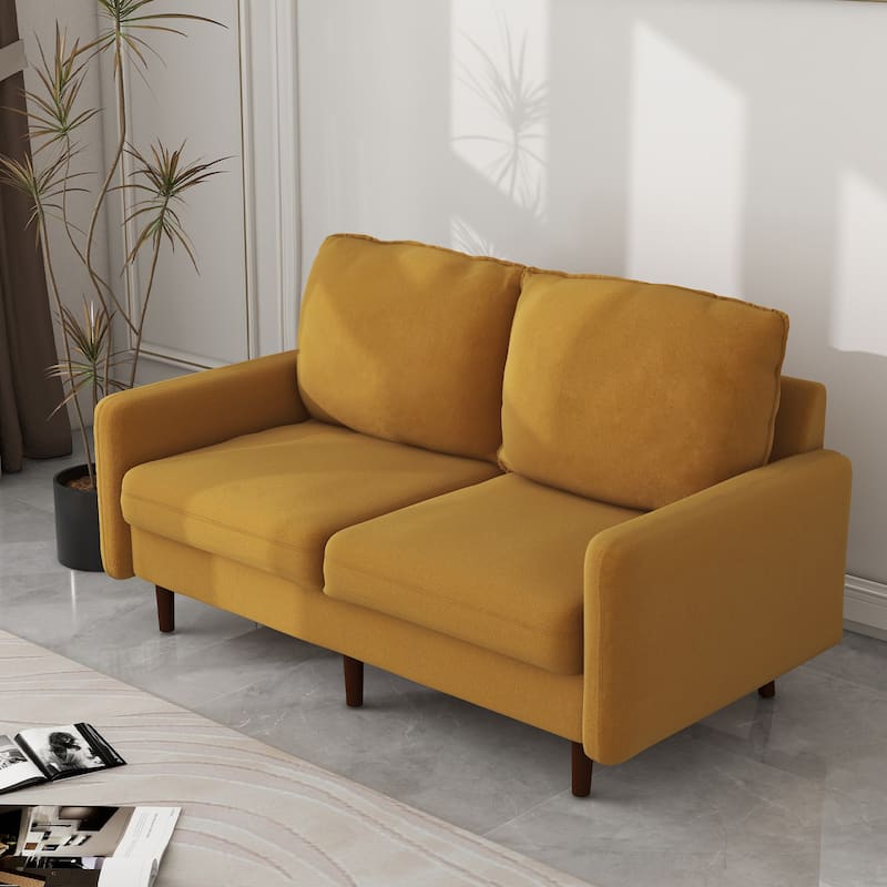56.88" Modern Couch Velvet Loveseat Sofa for Living Room Furniture - Ginger