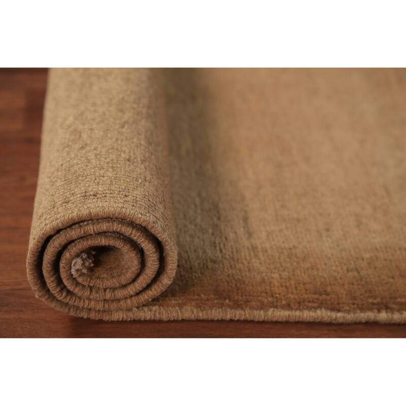 Gold Brown Gabbeh Modern Rug Handmade Wool Carpet - 2'2" x 3'5"