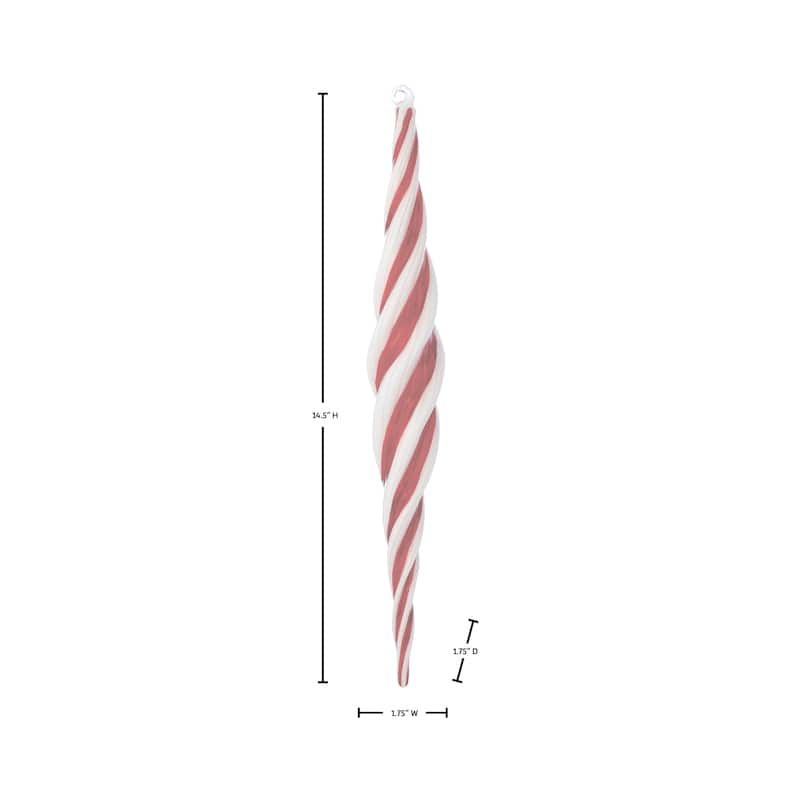 14.5" Glass Peppermint Finial Ornament Set of 2